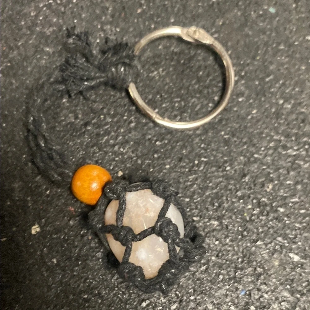 White Stone Keychain with Orange Bead